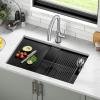 imageDelta Rivet 27 Inch Black Stainless Steel Undermount 16 Gauge Workstation Kitchen Sink Single Bowl in PVD Gunmetal Finish with WorkFlow Ledge and Accessories 95B903127SGSGunmetal