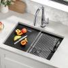 imageDelta Rivet 27 Inch Black Stainless Steel Undermount 16 Gauge Workstation Kitchen Sink Single Bowl in PVD Gunmetal Finish with WorkFlow Ledge and Accessories 95B903127SGSStainless Steel