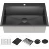 imageDelta Rivet 27 Inch Black Stainless Steel Undermount 16 Gauge Workstation Kitchen Sink Single Bowl in PVD Gunmetal Finish with WorkFlow Ledge and Accessories 95B903127SGSGunmetal
