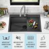 imageDelta Rivet 27 Inch Black Stainless Steel Undermount 16 Gauge Workstation Kitchen Sink Single Bowl in PVD Gunmetal Finish with WorkFlow Ledge and Accessories 95B903127SGSGunmetal