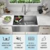 imageDelta Rivet 27 Inch Black Stainless Steel Undermount 16 Gauge Workstation Kitchen Sink Single Bowl in PVD Gunmetal Finish with WorkFlow Ledge and Accessories 95B903127SGSStainless Steel