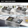 imageDelta Rivet 27 Inch Black Stainless Steel Undermount 16 Gauge Workstation Kitchen Sink Single Bowl in PVD Gunmetal Finish with WorkFlow Ledge and Accessories 95B903127SGSStainless Steel