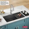 imageDelta Rivet 27 Inch Black Stainless Steel Undermount 16 Gauge Workstation Kitchen Sink Single Bowl in PVD Gunmetal Finish with WorkFlow Ledge and Accessories 95B903127SGSGunmetal