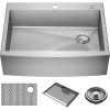 imageDELTA FAUCET Delta Lenta 33inch Retrofit Farmhouse Apron Front 16 Gauge Stainless Steel Single Bowl Kitchen Sink for UndermountDropIn Installation with Accessories 95J132T33SSS