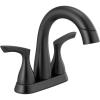 imageDelta Broadmoor Centerset Matte Black Bathroom Faucet with Sprayer 4 Inch 3 Hole Bathroom Sink Faucet with Pull Out Sprayer PushPop Drain Matte Black 25765LFBLPDMatte Black