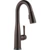 imageDelta Essa Brushed Nickel Bar Sink Faucet with Pull Down Sprayer Modern Single Hole Prep Sink Faucet Single Handle Arctic Stainless 9913ARDSTVenetian Bronze