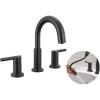 imageDelta Nicoli Matte Black Bathroom Faucet with Sprayer 8 Inch 3 Hole Widespread Bathroom Sink Faucet with Pull Out Sprayer PushPop Drain Matte Black 35749LFBLPD