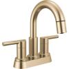 imageDelta Nicoli PullDown Centerset Bathroom Faucet Matte Black High Arc 3Hole Bathroom Sink Faucet with Sprayer PushPop Drain Assembly Matte Black 25749LFBLPDChampagne Bronze