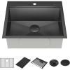 imageDelta Rivet 27 Inch Black Stainless Steel Undermount 16 Gauge Workstation Kitchen Sink Single Bowl in PVD Gunmetal Finish with WorkFlow Ledge and Accessories 95B903127SGSGunmetal