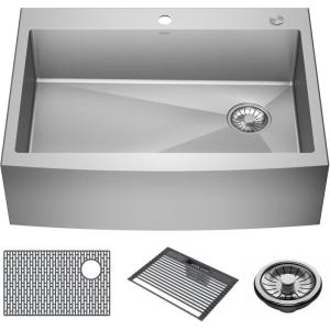 imageDELTA FAUCET Delta Lenta 33inch Retrofit Farmhouse Apron Front 16 Gauge Stainless Steel Single Bowl Kitchen Sink for UndermountDropIn Installation with Accessories 95J132T33SSS