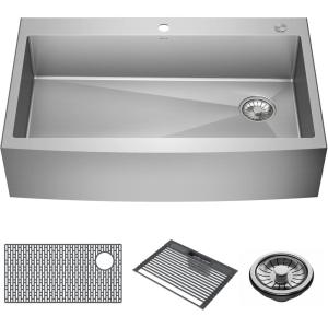 imageDELTA FAUCET Delta Lenta 36inch Retrofit Farmhouse Apron Front 16 Gauge Stainless Steel Single Bowl Kitchen Sink for UndermountDropIn Installation with Accessories 95J132T36SSS