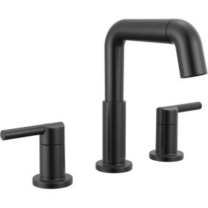 imageDelta 35849LFPD Nicoli 12 GPM Widespread Bathroom Faucet with Pull Down Spout and Push PopUp Drain Assembly  Matte BlackMatte Black