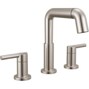 imageDelta 35849LFPD Nicoli 12 GPM Widespread Bathroom Faucet with Pull Down Spout and Push PopUp Drain Assembly  Matte BlackStainless