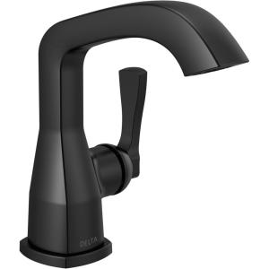 imageDelta 576LPUDST Stryke 12 GPM Single Hole Bathroom Faucet with Lever Handle and Diamond Seal Ceramic Disc Cartridges  Includes Optional Escutcheon  Lumicoat Champagne BronzeMatte Black