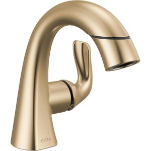 imageDelta Arvo 1 Hole Brushed Gold Bathroom Faucet with Sprayer Single Hole Bathroom Sink Faucet with Pull Out Sprayer for Vanity PushPop Drain Champagne Bronze 15840LFCZPDChampagne Bronze