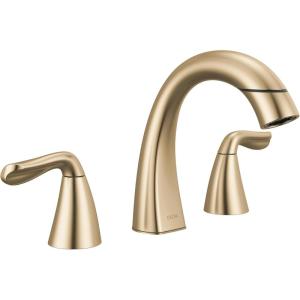imageDelta Arvo Brushed Gold Bathroom Faucet with Sprayer 8 Inch 3 Hole Widespread Bathroom Sink Faucet with Pull Out Sprayer PushPop Drain Champagne Bronze 35840LFCZPD