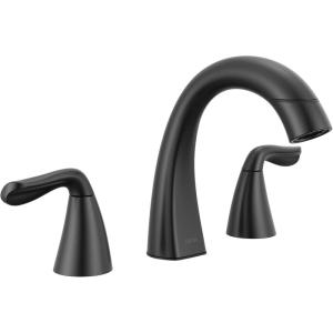 imageDelta Arvo Brushed Nickel Bathroom Faucet with Sprayer 8 Inch 3 Hole Widespread Bathroom Sink Faucet with Pull Out Sprayer PushPop Drain SpotShield Stainless 35840LFSPPDMatte Black