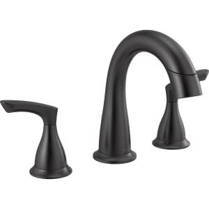imageDelta Broadmoor Matte Black Bathroom Faucet with Sprayer 8 Inch 3 Hole Widespread Bathroom Sink Faucet with Pull Out Sprayer PushPop Drain Matte Black 35765LFBLPDMatte Black
