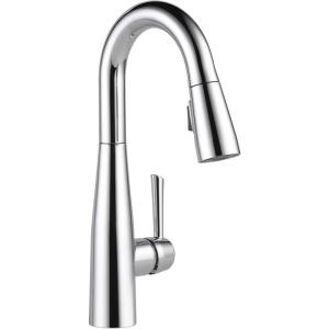 imageDelta Essa Brushed Nickel Bar Sink Faucet with Pull Down Sprayer Modern Single Hole Prep Sink Faucet Single Handle Arctic Stainless 9913ARDSTChrome