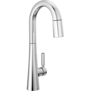 imageDelta Faucet Monrovia Matte Black Bar Faucet with Pull Down Sprayer Black Bar Sink Faucet Single Hole Wet Bar Faucets Single Hole Prep Sink Faucet Black Kitchen Faucet Matte Black 9991BLDSTLumicoat Chrome