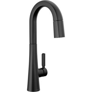 imageDelta Faucet Monrovia Matte Black Bar Faucet with Pull Down Sprayer Black Bar Sink Faucet Single Hole Wet Bar Faucets Single Hole Prep Sink Faucet Black Kitchen Faucet Matte Black 9991BLDSTMatte Black