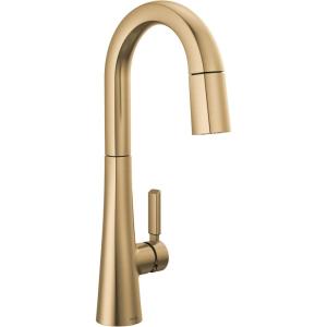 imageDelta Faucet Monrovia Matte Black Bar Faucet with Pull Down Sprayer Black Bar Sink Faucet Single Hole Wet Bar Faucets Single Hole Prep Sink Faucet Black Kitchen Faucet Matte Black 9991BLDSTLumicoat Champagne Bronze
