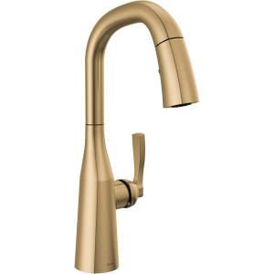 imageDelta Faucet Stryke Gold Bar Faucet with Pull Down Sprayer Bar Sink Faucet Single Hole Wet Bar Faucets with Pull Down Sprayer Prep Sink Faucet Lumicoat Champagne Bronze 9976CZPRDSTLumicoat Champagne Bronze