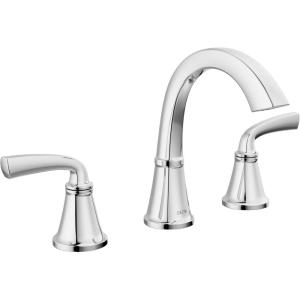 imageDelta Geist Matte Black Bathroom Faucet 3 Hole 8 Inch Widespread Bathroom Sink Faucet for Vanity PushPop Drain Assembly Matte Black 35864LFBLChrome