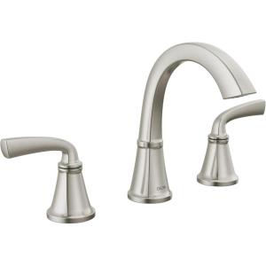 imageDelta Geist Matte Black Bathroom Faucet 3 Hole 8 Inch Widespread Bathroom Sink Faucet for Vanity PushPop Drain Assembly Matte Black 35864LFBLSpotShield