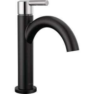 imageDelta Nicoli 1 Hole Pull Down Bathroom Faucet with Sprayer Brushed Nickel Single Hole Bathroom Sink Faucet with Pull Out Sprayer for Vanity PushPop Drain Stainless 15749LFSSPDMatte Black  Chrome