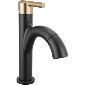 imageDelta Nicoli 1 Hole Pull Down Bathroom Faucet with Sprayer Brushed Nickel Single Hole Bathroom Sink Faucet with Pull Out Sprayer for Vanity PushPop Drain Stainless 15749LFSSPDMatte Black  Champagne Bronze