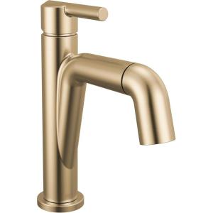 imageDelta Nicoli Brushed Gold Bathroom Faucet 1 Hole Single Hole Bathroom Sink Faucet for Vanity PushPop Drain Assembly Champagne Bronze 15849LFCZChampagne Bronze