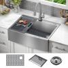 imageDELTA FAUCET Delta Lenta 30inch Retrofit Farmhouse Apron Front 16 Gauge Stainless Steel Single Bowl Kitchen Sink for UndermountDropIn Installation with Accessories 95J132T30SSS