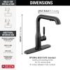 imageDelta Almari Matte Black Kitchen Faucet with PullOut Sprayer Modern Single Hole Kitchen Sink Faucet Single Handle Matte Black 16943BLDSTMatte Black