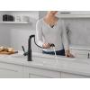 imageDelta Almari Matte Black Kitchen Faucet with PullOut Sprayer Modern Single Hole Kitchen Sink Faucet Single Handle Matte Black 16943BLDSTMatte Black