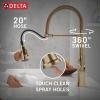 imageDelta Ermelo Pro Style Commercial Kitchen Faucet with Pull Down Sprayer Brushed Nickel Single Hole Kitchen Sink Faucet Single Handle Stainless 18887SSDSTChampagne Bronze