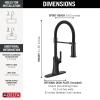 imageDelta Ermelo Pro Style Commercial Kitchen Faucet with Pull Down Sprayer Brushed Nickel Single Hole Kitchen Sink Faucet Single Handle Stainless 18887SSDSTMatte Black