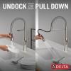 imageDelta Ermelo Pro Style Commercial Kitchen Faucet with Pull Down Sprayer Brushed Nickel Single Hole Kitchen Sink Faucet Single Handle Stainless 18887SSDSTStainless