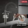 imageDelta Faucet Antoni Black Kitchen with Pull Down Sprayer Commercial Style Sink Faucet Faucets for Sinks SingleHandle Magnetic Docking Spray Head 18803BLDST Matte BlackSpotshield Stainless