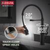 imageDelta Faucet Antoni Black Kitchen with Pull Down Sprayer Commercial Style Sink Faucet Faucets for Sinks SingleHandle Magnetic Docking Spray Head 18803BLDST Matte BlackMatte Black