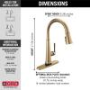 imageDelta Faucet Emmeline Gold Kitchen Faucet Touch Touch Kitchen Faucets with Pull Down Sprayer Kitchen Sink Faucet Delta Touch2O Technology Lumicoat Champagne Bronze 9182TCZPRDSTLumicoat Champagne Bronze
