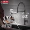 imageDelta Faucet Trinsic Pro SingleHandle Spring Spout Touch Kitchen Sink Faucet with Pull Down Sprayer Touch2O Technology and Magnetic Docking Spray Head Chrome 9659TDSTBlack Stainless