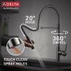 imageDelta Faucet Trinsic Pro SingleHandle Spring Spout Touch Kitchen Sink Faucet with Pull Down Sprayer Touch2O Technology and Magnetic Docking Spray Head Chrome 9659TDSTBlack Stainless