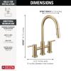 imageDelta Nicoli Matte Black Kitchen Faucet with Pull Down Sprayer Bridge 3 Hole Modern Kitchen Sink Faucet TwoHandle Matte Black 39876LFBLChampagne Bronze