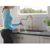 imageDelta Nicoli Matte Black Kitchen Faucet with Pull Down Sprayer Bridge 3 Hole Modern Kitchen Sink Faucet TwoHandle Matte Black 39876LFBLChampagne Bronze