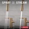 imageDelta Nicoli Matte Black Kitchen Faucet with Pull Down Sprayer Bridge 3 Hole Modern Kitchen Sink Faucet TwoHandle Matte Black 39876LFBLChampagne Bronze