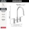 imageDelta Nicoli Matte Black Kitchen Faucet with Pull Down Sprayer Bridge 3 Hole Modern Kitchen Sink Faucet TwoHandle Matte Black 39876LFBLChrome