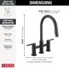 imageDelta Nicoli Matte Black Kitchen Faucet with Pull Down Sprayer Bridge 3 Hole Modern Kitchen Sink Faucet TwoHandle Matte Black 39876LFBLMatte Black
