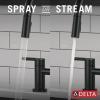 imageDelta Nicoli Matte Black Kitchen Faucet with Pull Down Sprayer Bridge 3 Hole Modern Kitchen Sink Faucet TwoHandle Matte Black 39876LFBLMatte Black