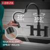 imageDelta Nicoli Matte Black Kitchen Faucet with Pull Down Sprayer Bridge 3 Hole Modern Kitchen Sink Faucet TwoHandle Matte Black 39876LFBLMatte Black